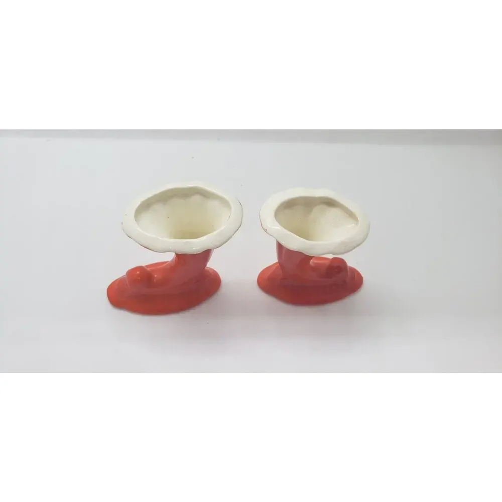 Vintage Set Of 2 Miniature Pottery Vase Vases Iconic Red Wing Style Orange Glaze